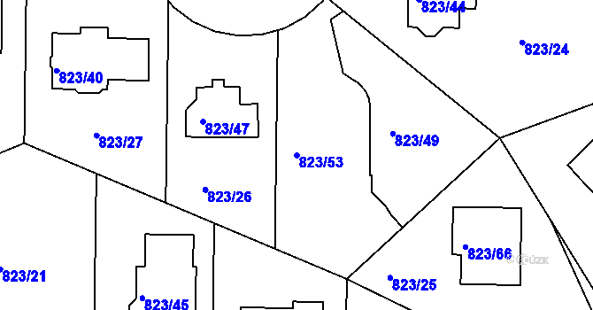 Parcela st. 823/53 v KÚ Lípa nad Dřevnicí, Katastrální mapa
