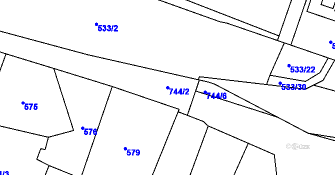 Parcela st. 744/2 v KÚ Lípa nad Dřevnicí, Katastrální mapa