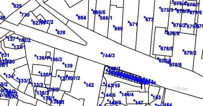 Parcela st. 744/3 v KÚ Lípa nad Dřevnicí, Katastrální mapa