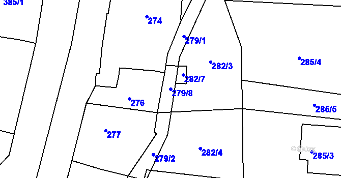 Parcela st. 279/8 v KÚ Lípa nad Dřevnicí, Katastrální mapa