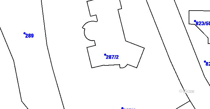Parcela st. 287/2 v KÚ Lípa nad Dřevnicí, Katastrální mapa