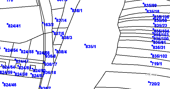 Parcela st. 835/1 v KÚ Lípa nad Dřevnicí, Katastrální mapa