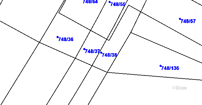 Parcela st. 748/38 v KÚ Lípa nad Dřevnicí, Katastrální mapa