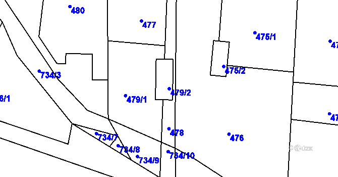 Parcela st. 479/2 v KÚ Lípa nad Dřevnicí, Katastrální mapa