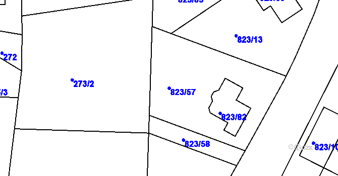 Parcela st. 823/57 v KÚ Lípa nad Dřevnicí, Katastrální mapa
