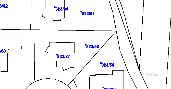 Parcela st. 823/59 v KÚ Lípa nad Dřevnicí, Katastrální mapa