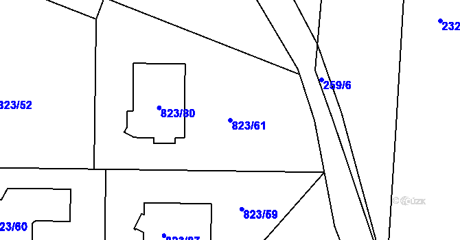 Parcela st. 823/61 v KÚ Lípa nad Dřevnicí, Katastrální mapa