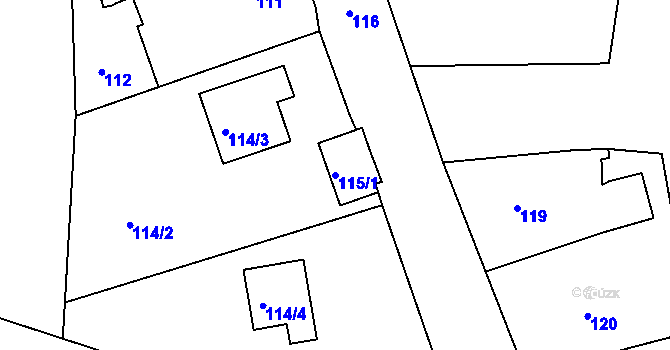 Parcela st. 115/1 v KÚ Lípa nad Dřevnicí, Katastrální mapa