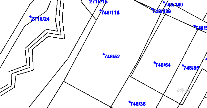 Parcela st. 748/52 v KÚ Lípa nad Dřevnicí, Katastrální mapa