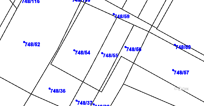 Parcela st. 748/55 v KÚ Lípa nad Dřevnicí, Katastrální mapa