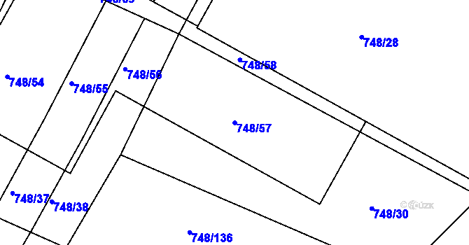 Parcela st. 748/57 v KÚ Lípa nad Dřevnicí, Katastrální mapa