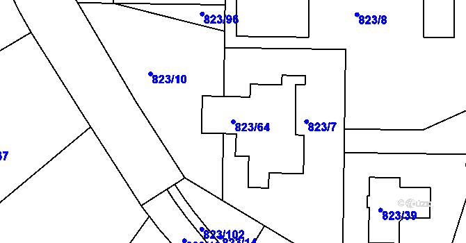 Parcela st. 823/64 v KÚ Lípa nad Dřevnicí, Katastrální mapa