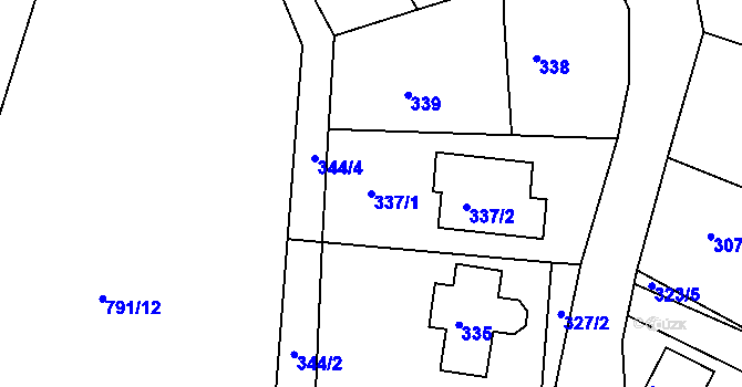 Parcela st. 337/1 v KÚ Lípa nad Dřevnicí, Katastrální mapa