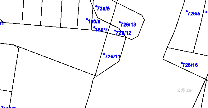 Parcela st. 726/11 v KÚ Lípa nad Dřevnicí, Katastrální mapa