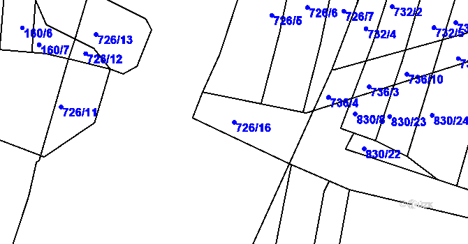 Parcela st. 726/16 v KÚ Lípa nad Dřevnicí, Katastrální mapa