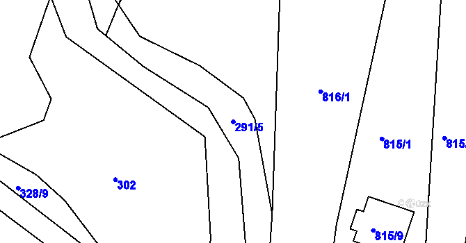 Parcela st. 291/5 v KÚ Lípa nad Dřevnicí, Katastrální mapa