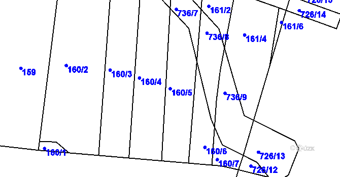 Parcela st. 160/5 v KÚ Lípa nad Dřevnicí, Katastrální mapa