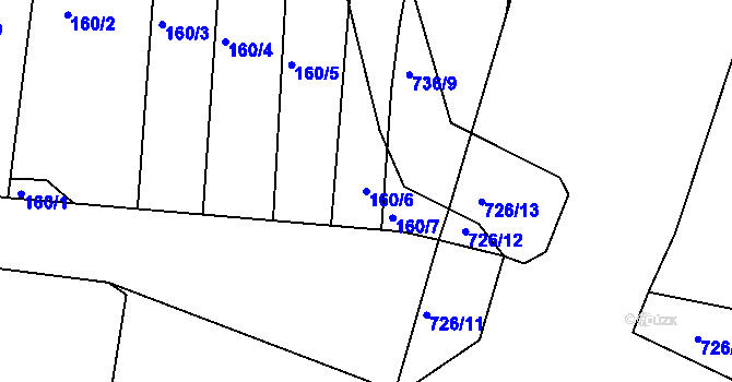 Parcela st. 160/6 v KÚ Lípa nad Dřevnicí, Katastrální mapa