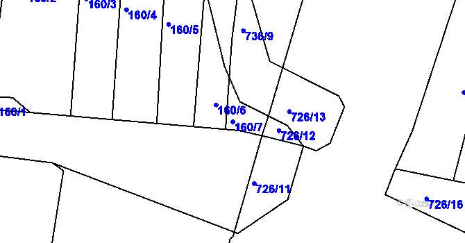 Parcela st. 160/7 v KÚ Lípa nad Dřevnicí, Katastrální mapa