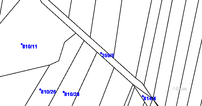 Parcela st. 259/5 v KÚ Lípa nad Dřevnicí, Katastrální mapa