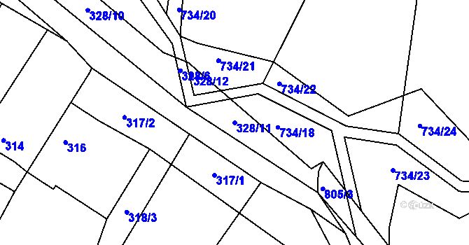 Parcela st. 328/11 v KÚ Lípa nad Dřevnicí, Katastrální mapa