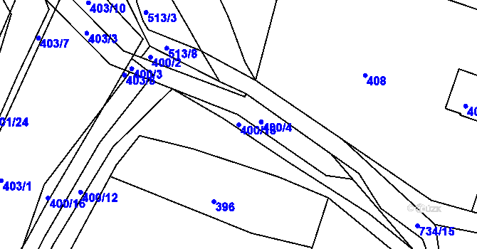 Parcela st. 400/13 v KÚ Lípa nad Dřevnicí, Katastrální mapa