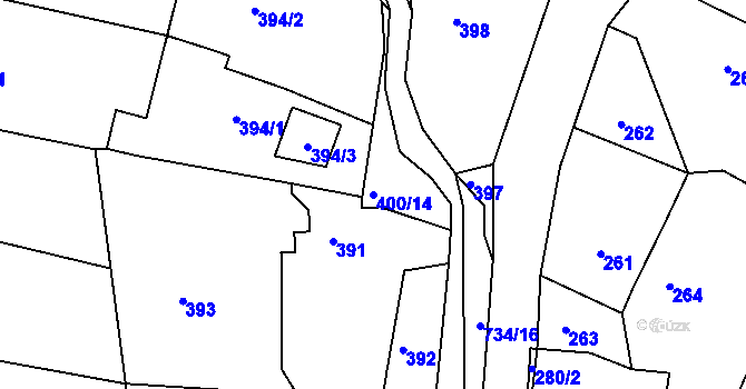 Parcela st. 400/14 v KÚ Lípa nad Dřevnicí, Katastrální mapa