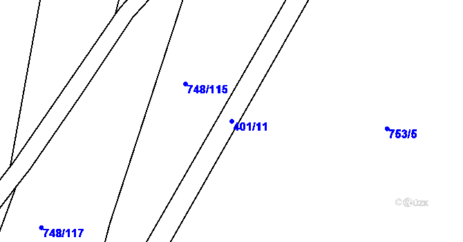 Parcela st. 401/11 v KÚ Lípa nad Dřevnicí, Katastrální mapa