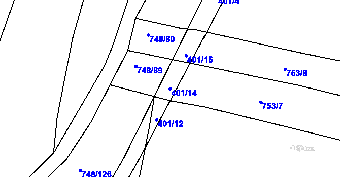 Parcela st. 401/14 v KÚ Lípa nad Dřevnicí, Katastrální mapa