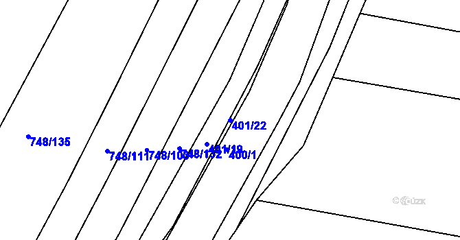 Parcela st. 401/22 v KÚ Lípa nad Dřevnicí, Katastrální mapa