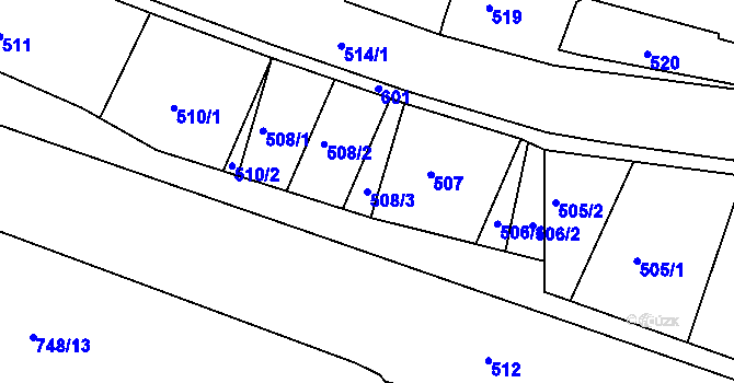 Parcela st. 508/3 v KÚ Lípa nad Dřevnicí, Katastrální mapa