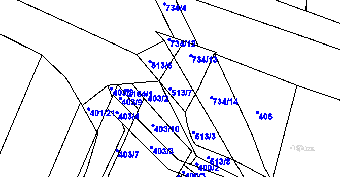 Parcela st. 513/7 v KÚ Lípa nad Dřevnicí, Katastrální mapa