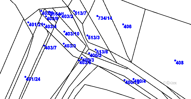 Parcela st. 513/8 v KÚ Lípa nad Dřevnicí, Katastrální mapa