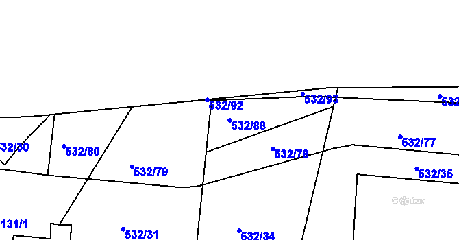 Parcela st. 532/88 v KÚ Lípa nad Dřevnicí, Katastrální mapa