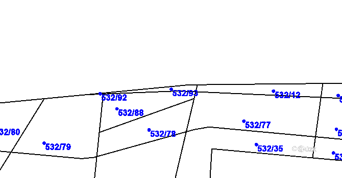 Parcela st. 532/93 v KÚ Lípa nad Dřevnicí, Katastrální mapa