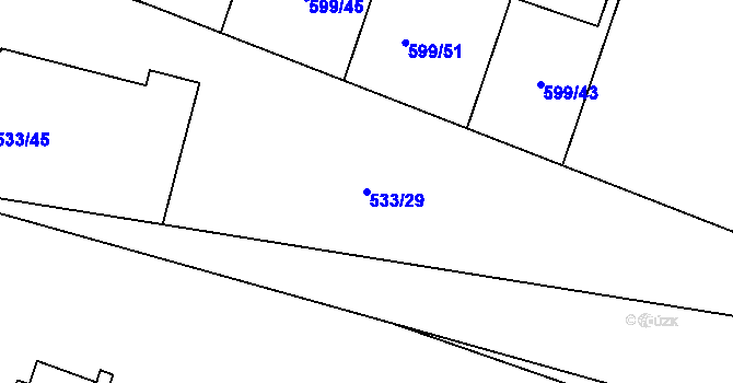 Parcela st. 533/29 v KÚ Lípa nad Dřevnicí, Katastrální mapa