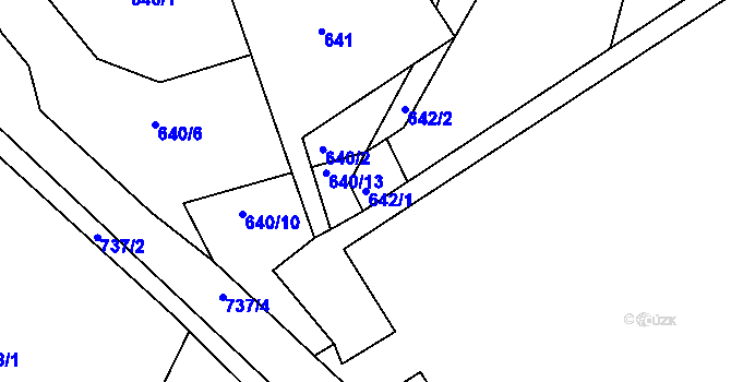 Parcela st. 642/1 v KÚ Lípa nad Dřevnicí, Katastrální mapa