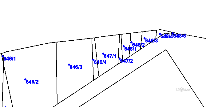 Parcela st. 647/1 v KÚ Lípa nad Dřevnicí, Katastrální mapa
