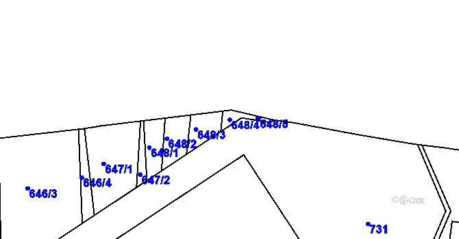 Parcela st. 648/4 v KÚ Lípa nad Dřevnicí, Katastrální mapa