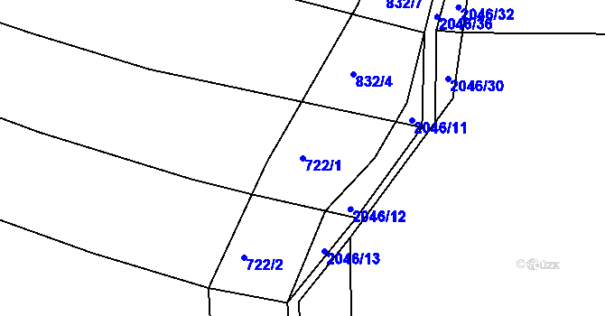 Parcela st. 722/1 v KÚ Lípa nad Dřevnicí, Katastrální mapa