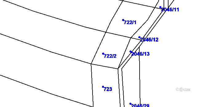 Parcela st. 722/2 v KÚ Lípa nad Dřevnicí, Katastrální mapa