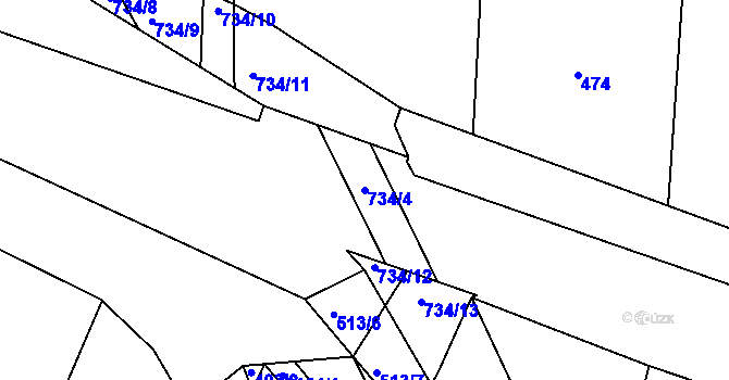 Parcela st. 734/4 v KÚ Lípa nad Dřevnicí, Katastrální mapa