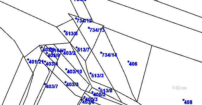 Parcela st. 734/14 v KÚ Lípa nad Dřevnicí, Katastrální mapa