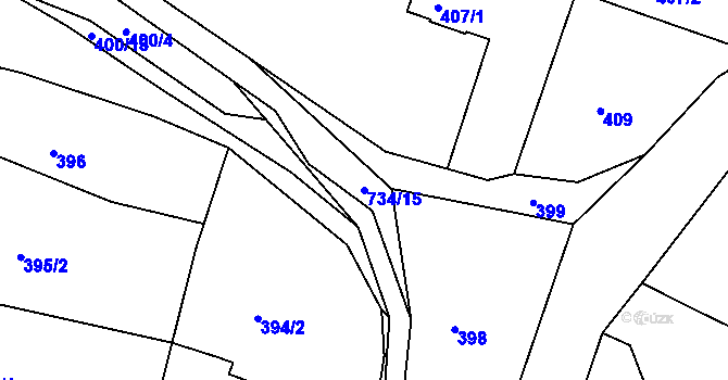 Parcela st. 734/15 v KÚ Lípa nad Dřevnicí, Katastrální mapa