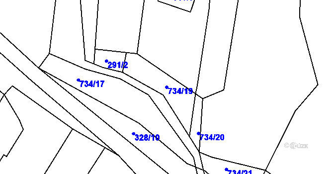 Parcela st. 734/19 v KÚ Lípa nad Dřevnicí, Katastrální mapa