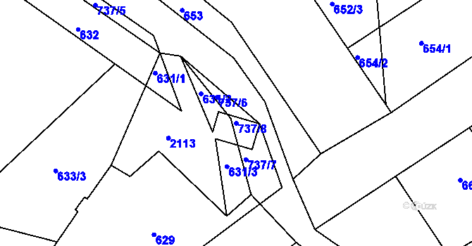 Parcela st. 737/8 v KÚ Lípa nad Dřevnicí, Katastrální mapa
