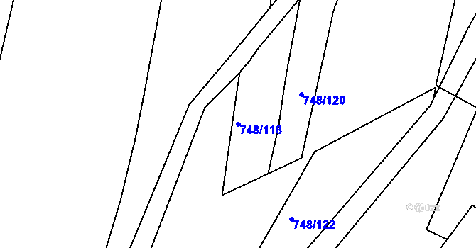 Parcela st. 748/118 v KÚ Lípa nad Dřevnicí, Katastrální mapa