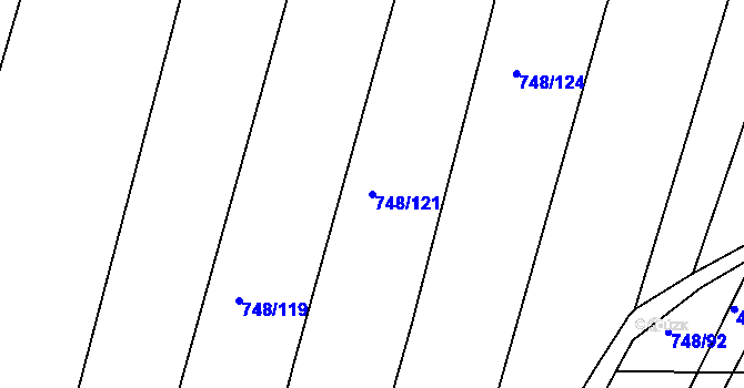 Parcela st. 748/121 v KÚ Lípa nad Dřevnicí, Katastrální mapa