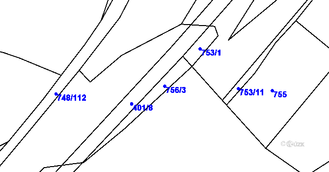 Parcela st. 756/3 v KÚ Lípa nad Dřevnicí, Katastrální mapa