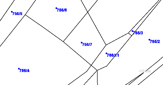 Parcela st. 756/7 v KÚ Lípa nad Dřevnicí, Katastrální mapa